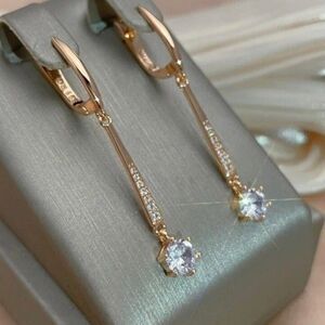 Rose Gold Drop Cubic Zircon Earrings